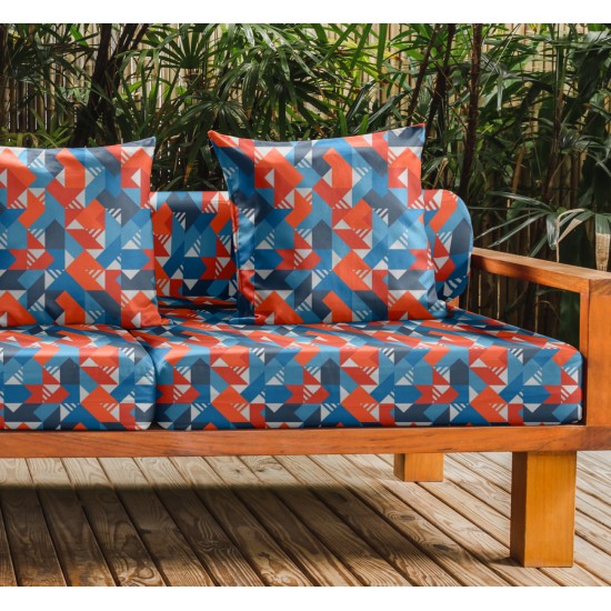 Tecido Impermeável Aquatec Estampado Azul/Vermelho