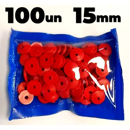 Arruela Plástica 100 Unidades 15 mm Vermelho Arruela Plástica 100 Unidades 15 mm Vermelho