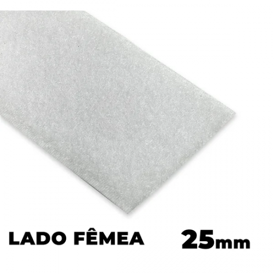 Fecho de Contato Branco 25 mm - 25 Metros Fêmea