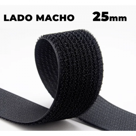 Fecho de Contato Preto 25 mm - 25 Metros Macho