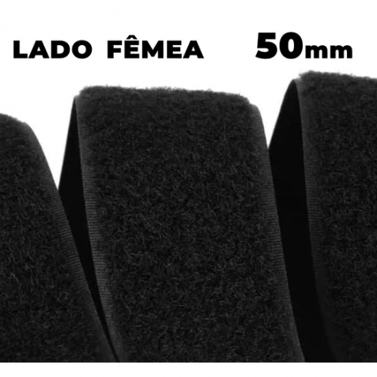 Fecho de Contato Preto 50 mm Fêmea 25 Metros