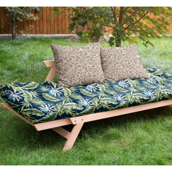 Tecido Impermeável Aquatec Folhas Verde/Azul Tecido Impermeável Aquatec Folhas Verde/Azul