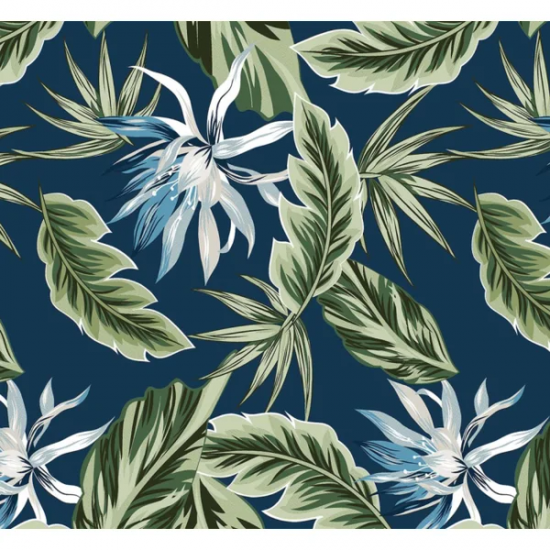 Tecido Impermeável Aquatec Folhas Verde/Azul Tecido Impermeável Aquatec Folhas Verde/Azul