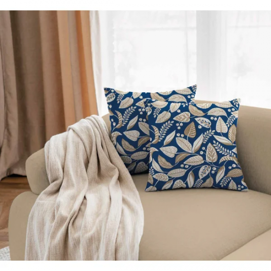 Tecido Impermeável Belize Folhas Fundo Azul Tecido Impermeável Belize Folhas Fundo Azul