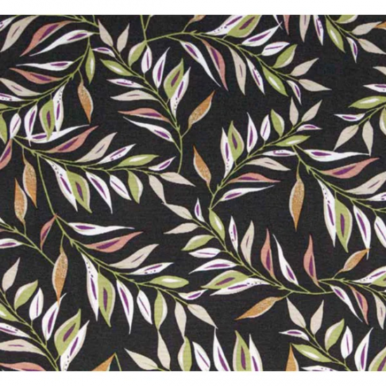 Tecido Impermeável Belize Folhas Fundo Preto Tecido Impermeável Belize Folhas Fundo Preto