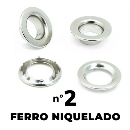 Ilhós com Garra Ferro Niquelado 200 Unidades Nº 2 Ilhós com Garra Ferro Niquelado 200 Unidades Nº 2
