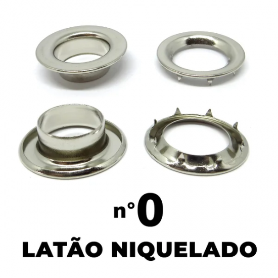 Ilhós com Garra Latão Niquelado 200 Unidades Nº 0 Ilhós com Garra Latão Niquelado 200 Unidades Nº 0