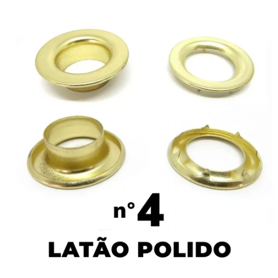 Ilhós com Garra Latão Polido 200 Unidades Nº 4 Ilhós com Garra Latão Polido 200 Unidades Nº 4