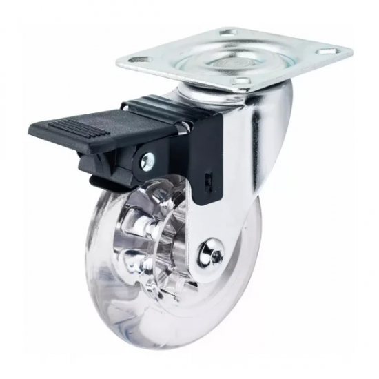 Rodízio Rodinha Giratório Incolor 35mm - Com Trava