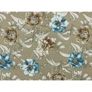 Tecido Cotone com Proteção Impermeável Flores Azuis